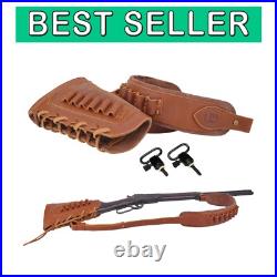 Ergonomic Leather Buttstock with Adjustable Rifle Sling for. 30-30 & Beyond
