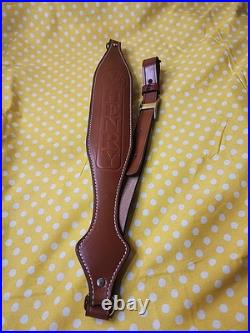 Factory Henry Rifle Leather White Stitched Suede Backed Padded Rifle Sling