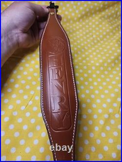 Factory Henry Rifle Leather White Stitched Suede Backed Padded Rifle Sling