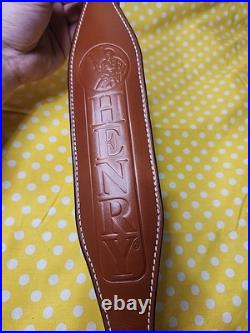 Factory Henry Rifle Leather White Stitched Suede Backed Padded Rifle Sling