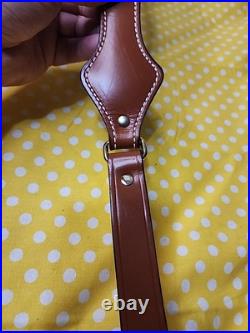 Factory Henry Rifle Leather White Stitched Suede Backed Padded Rifle Sling