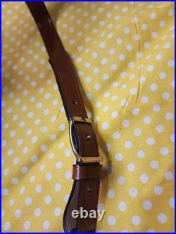 Factory Henry Rifle Leather White Stitched Suede Backed Padded Rifle Sling