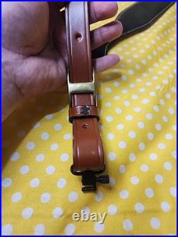 Factory Henry Rifle Leather White Stitched Suede Backed Padded Rifle Sling