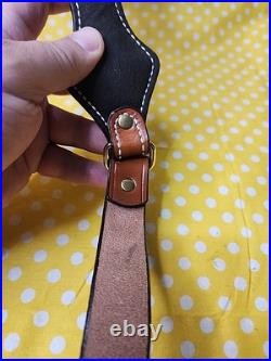 Factory Henry Rifle Leather White Stitched Suede Backed Padded Rifle Sling