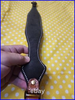 Factory Henry Rifle Leather White Stitched Suede Backed Padded Rifle Sling