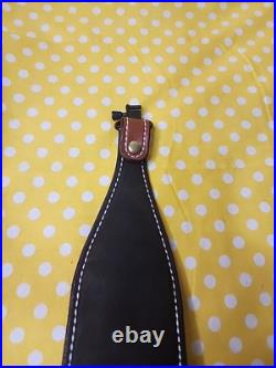 Factory Henry Rifle Leather White Stitched Suede Backed Padded Rifle Sling