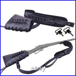 Full Leather Rifle Ammo Holder Buttstock, Shoulder Sling for. 223.308.22.357 12GA