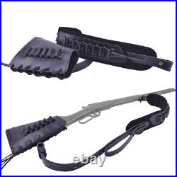 Full Leather Rifle Ammo Holder Buttstock, Shoulder Sling for. 223.308.22.357 12GA