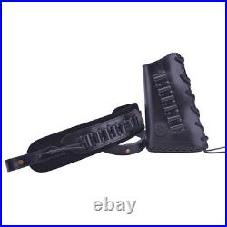 Full Leather Rifle Ammo Holder Buttstock, Shoulder Sling for. 223.308.22.357 12GA
