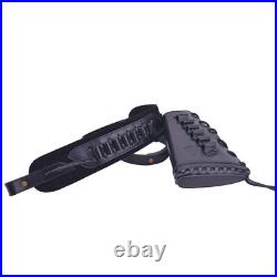 Full Leather Rifle Ammo Holder Buttstock, Shoulder Sling for. 223.308.22.357 12GA