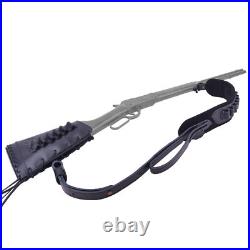 Full Leather Rifle Ammo Holder Buttstock, Shoulder Sling for. 223.308.22.357 12GA