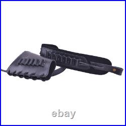 Full Leather Rifle Ammo Holder Buttstock, Shoulder Sling for. 223.308.22.357 12GA
