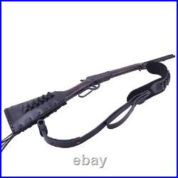 Full Leather Rifle Ammo Holder Buttstock, Shoulder Sling for. 223.308.22.357 12GA