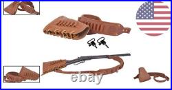 Genuine Cowhide Leather Gun Buttstock Holder with Comfort Sling for. 357 & More