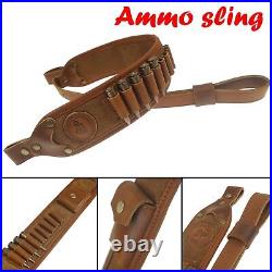 Genuine Leather Gun Recoil Pad with Rifle Shell Holder Cartridge Sling, Heavy