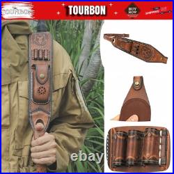 Genuine Leather Padded Gun Sling. 308.30-06 Cartridge Holder With Knife Pouch