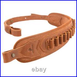 Genuine Rifle Sling Leather Shotgun Ammo Slot Strap for. 45-70.22LR 12GA. 30-30