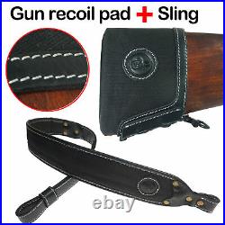 Gun Recoil Pad with Sling, Leather Canvas Slip on Rifle/Shotgun Buttstock USA