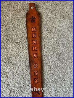 HENRY 357 Custom Leather Rifle Sling Hand Tooled And Made in the USA