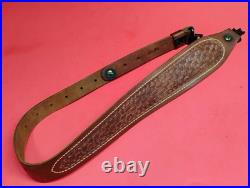 HUNTER Leather Cobra Tapered Basketweave Suede Backed Sling Swivel fit Remington