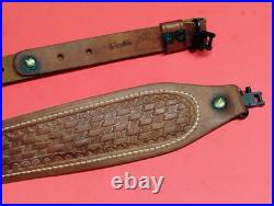 HUNTER Leather Cobra Tapered Basketweave Suede Backed Sling Swivel fit Remington