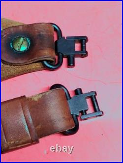 HUNTER Leather Cobra Tapered Basketweave Suede Backed Sling Swivel fit Remington