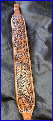 Hand Carved Leather Rifle Sling Padded