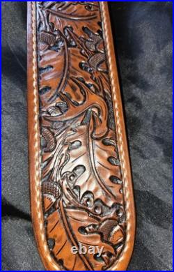 Hand Carved Leather Rifle Sling Padded