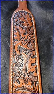 Hand Carved Leather Rifle Sling Padded