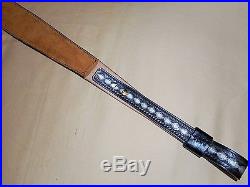 Hand Tooled Leather Padded Rifle Sling Adjustable Length 2 Deer-Trees-Wolf-Moon