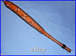 Hand Tooled Leather Padded Rifle Sling Adjustable Length 4 Eagles Flying-Tooling