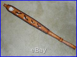 Hand Tooled Leather Padded Rifle Sling Adjustable Length 4 Eagles in Flight+one