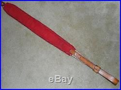 Hand Tooled Leather Padded Rifle Sling Adjustable Length Red Roses-Trim-Leaves