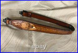 Hand made leather rifle sling, rifle sling, gun sling, carved rifle sling, USA Hand made leather rifle sling, rifle sling, gun sling, carved rifle sling, USA