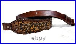 Handcrafted Leather Rifle Sling Vintage Tooled Cowhide