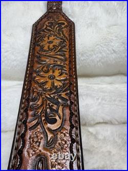 Handcrafted Leather Rifle Sling Vintage Tooled Cowhide