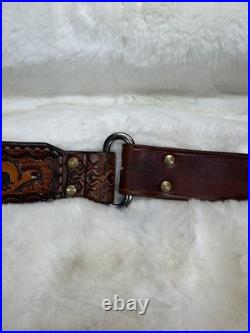 Handcrafted Leather Rifle Sling Vintage Tooled Cowhide Handcrafted Leather Rifle Sling Vintage Tooled Cowhide