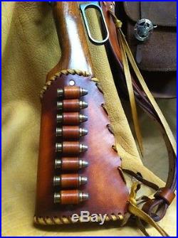 Handmade Leather Gun Stock Cover Shell Holder Sling No Drill Western SASS CAS