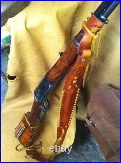 Handmade Leather Gun Stock Cover Shell Holder Sling No Drill Western SASS CAS