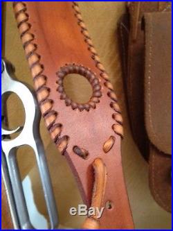 Handmade Leather Gun Stock Cover Shell Holder Sling Thumb Hole Hunting Western