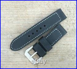 Handmade vintage black 26mm leather watch strap band for panerai