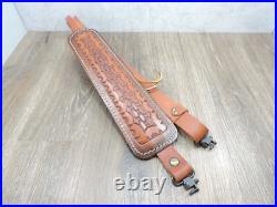 Hunter Brown Leather Padded Tooled Sling 70361 9341