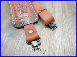 Hunter Brown Leather Padded Tooled Sling 70361 9341
