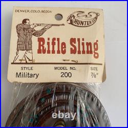 Hunter Co. Rifle Sling Leather Solid Brass Hooks Military Style 7/8 Model 200