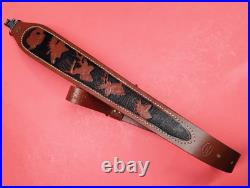 Hunter Tooled Leather Sling Big Horn Game Embossed Hunting Scene USA Remington