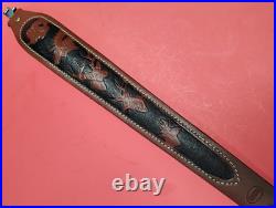 Hunter Tooled Leather Sling Big Horn Game Embossed Hunting Scene USA Remington