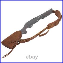 Hunting Cowhide Leather Suede No Drill Shotgun Sling+Buttstock 12GA 16GA 20GA