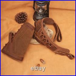 Hunting Cowhide Leather Suede No Drill Shotgun Sling+Buttstock 12GA 16GA 20GA