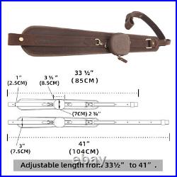 Hunting Leather Rifle Gun Sling with Pocket, Shotgun Straps 33.5 41 Adjusted