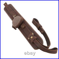 Hunting Leather Rifle Gun Sling with Pocket, Shotgun Straps 33.5 41 Adjusted